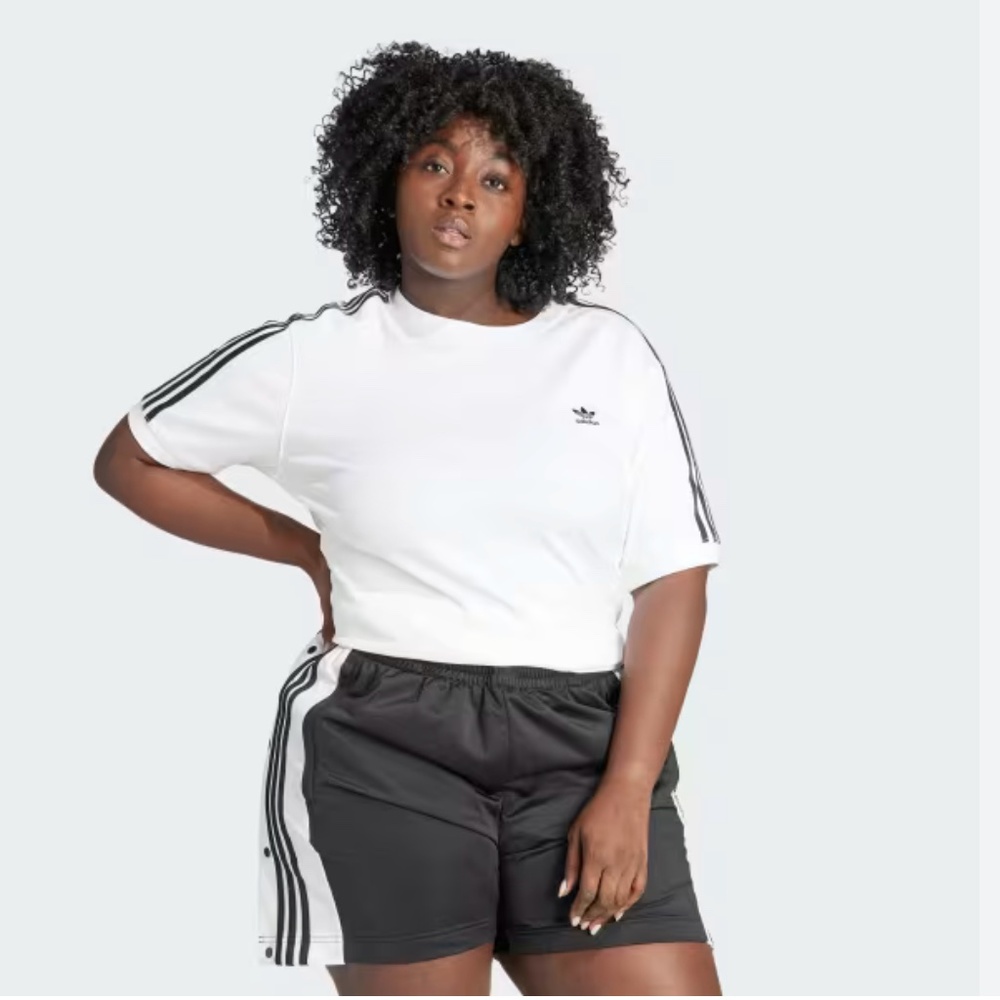 NWT, Adidas Essentials 3 Stripes Training Tee White/Black Plus Size 3X